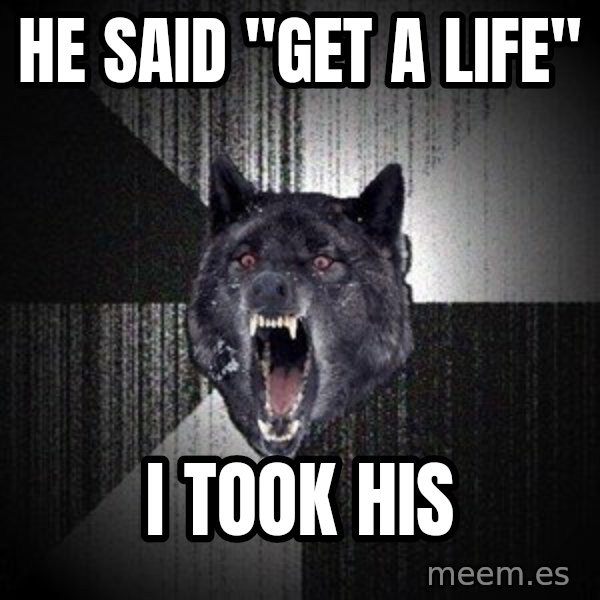 Insanity Wolf meme: he said "get a life" / i took his