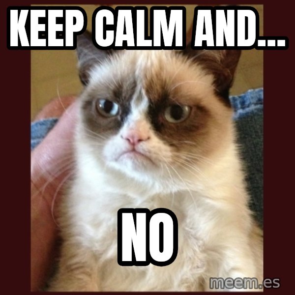 Grumpy Cat  meme: KEEP CALM AND... / NO