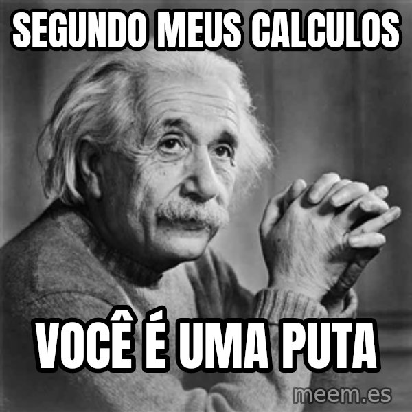 Albert Einstein meme: SEGUNDO MEUS CALCULOS / VOCÊ É UMA PUTA