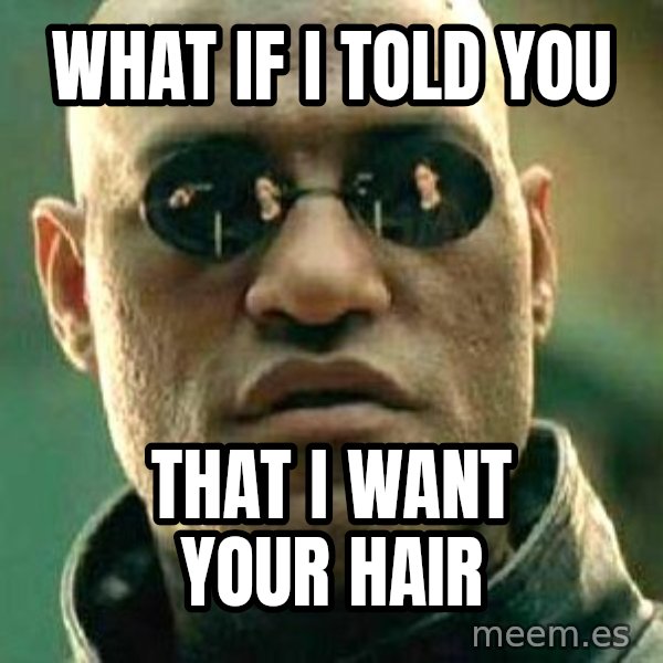 What if I told you / Matrix Morpheus meme: what if i told you / that i want your hair