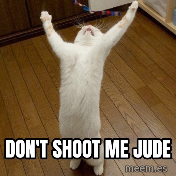 praise the lord cat meme: DON'T SHOOT ME JUDE