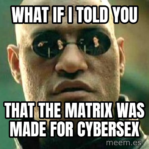 What if I told you / Matrix Morpheus meme: what if i told you / that the matrix was made for cybersex