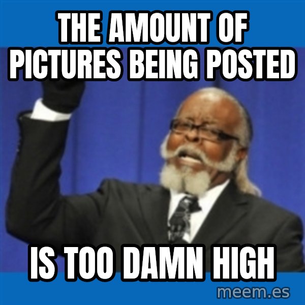 Rent Is Too Damn High meme: the amount of pictures being posted / is too damn high