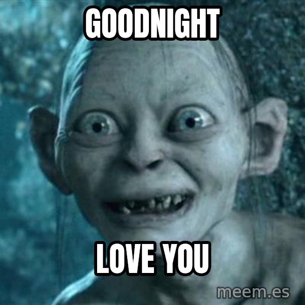 My Precious Gollum meme: GOODNIGHT / LOVE YOU