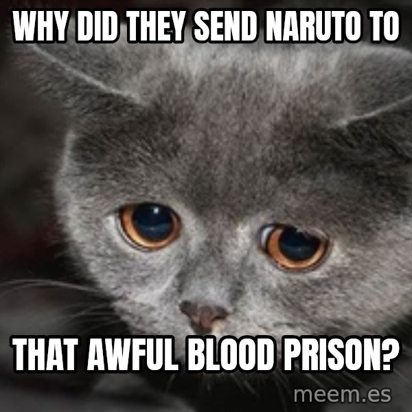Sadcat meme: Why did they send Naruto to / that awful Blood Prison?