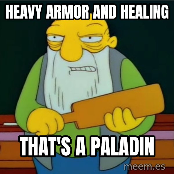 Thats a paddlin meme: Heavy armor and healing / That's a paladin