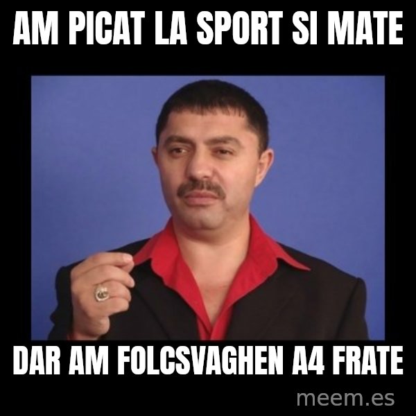 Manelistul Nicolae Guta meme: Am picat la sport si Mate / Dar am Folcsvaghen A4 frate