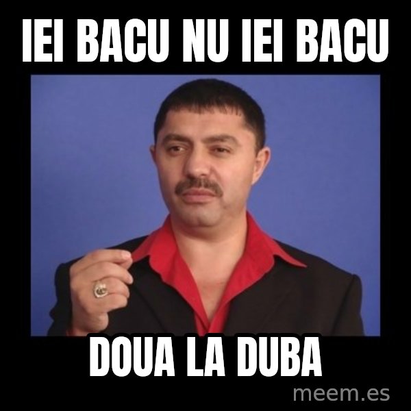 Manelistul Nicolae Guta meme: IEi bacu nu iei bacu / doua la duba