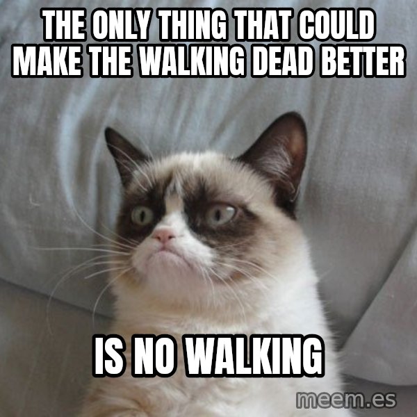 Grumpy cat good meme: The only thing that could make the Walking Dead better / Is no Walking