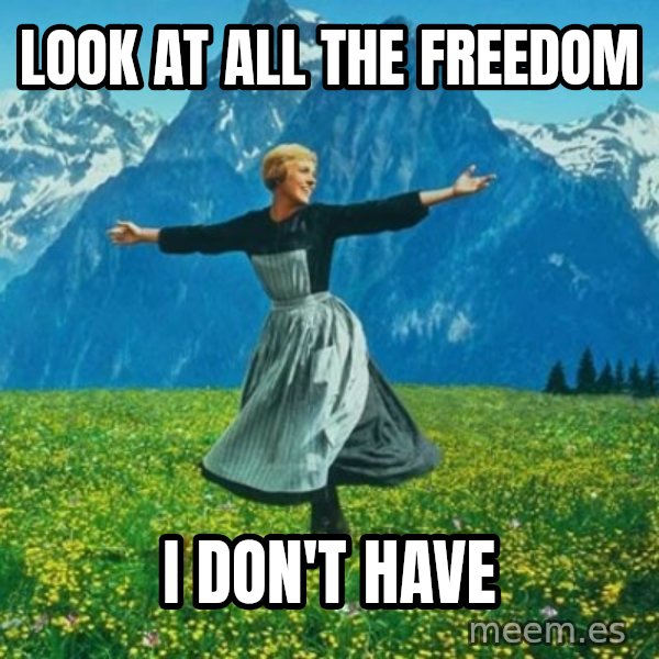 Look at All the Fucks I Give meme: look at all the freedom / I don't have