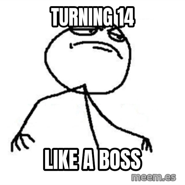 Like A Boss meme: Turning 14 / Like a boss