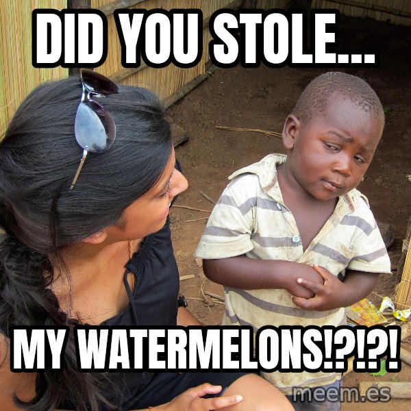 Skeptical African Child meme: Did you stole... / MY WATERMELONS!?!?!