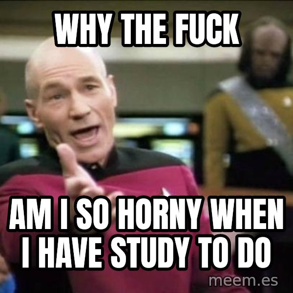 Why the fuck meme: Why the fuck / am i so horny when i have study to do