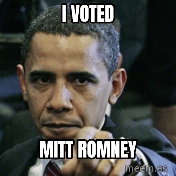 Pissed off Obama meme: I VOTED / MITT ROMNEY