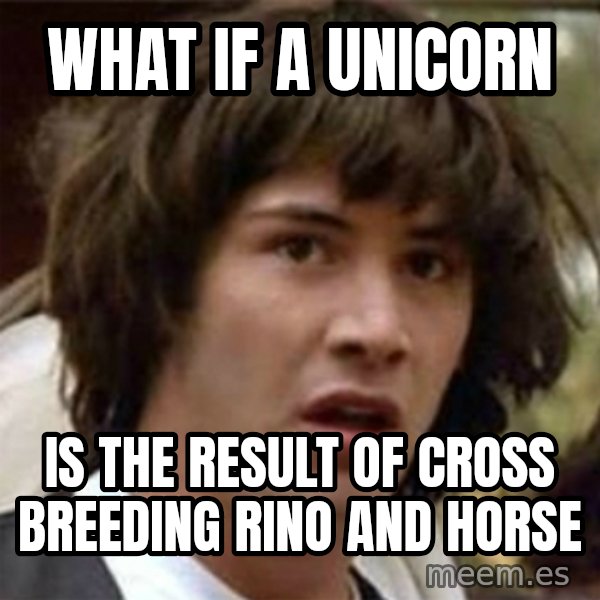 what if meme meme: What if  a unicorn / is the result of  cross breeding  Rino and  horse