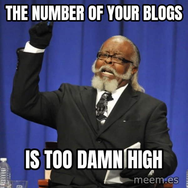 Rent Is Too Damn High meme: the number of your blogs / is too damn high