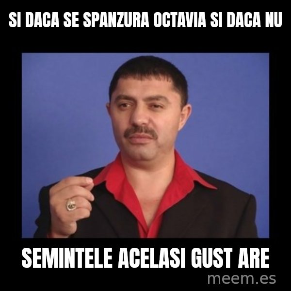 Manelistul Nicolae Guta meme: Si daca se spanzura Octavia si daca nu / Semintele acelasi gust are