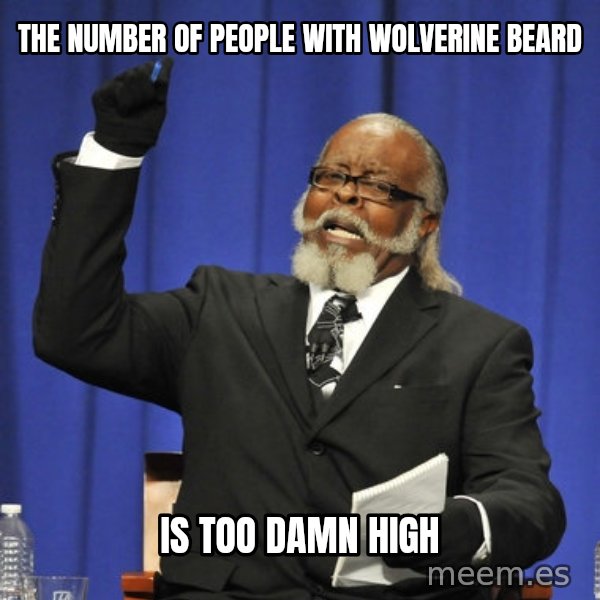 Rent Is Too Damn High meme: The Number of People with Wolverine Beard / is too damn high