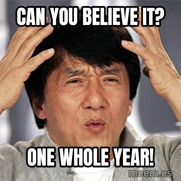 Jackie Chan meme: Can You Believe It? / One Whole Year!