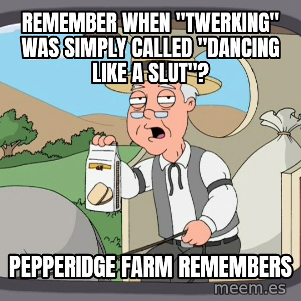 Pepperidge Farm Remembers Meme meme: Remember when "twerking" was simply called "dancing like a slut"? / pepperidge farm remembers