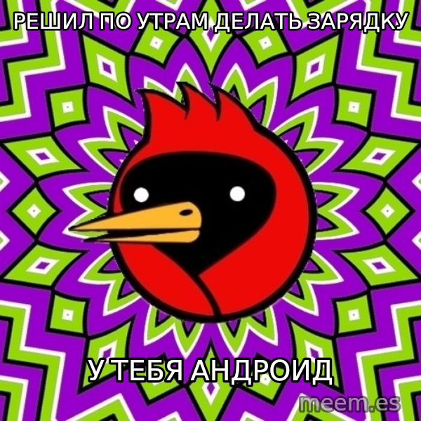 Omsk Crow meme: Решил по утрам делать зарядку / У тебя андроид