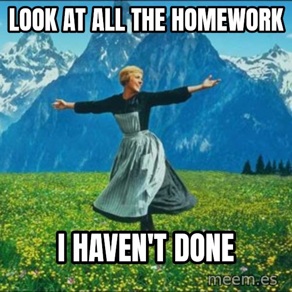 Look at all the things meme: LOOK AT ALL THE HOMEWORK / I HAVEN'T DONE
