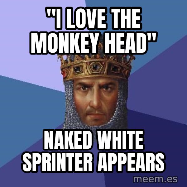Age Of Empires meme: "I love the Monkey Head" / Naked white sprinter appears