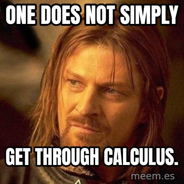 Boromir meme: One does not simply / get through Calculus.