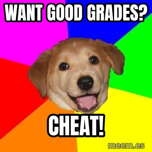Advice Dog meme: want good grades? / cheat!