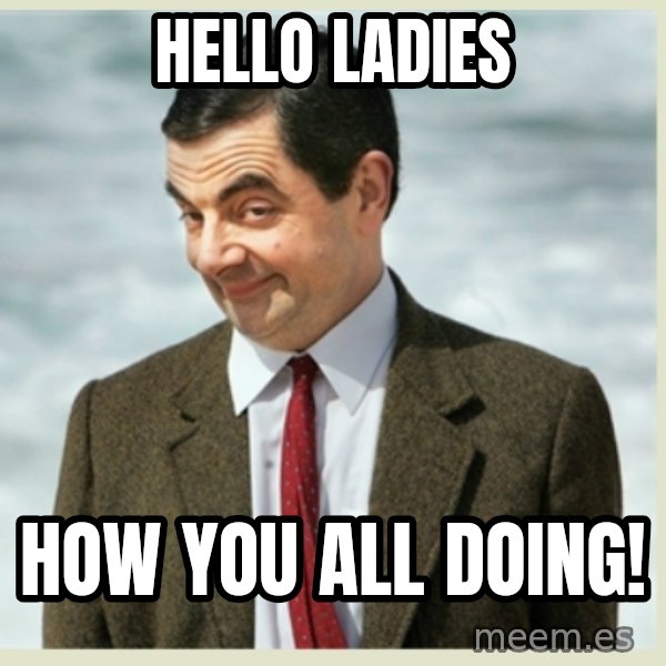 MR bean meme: Hello Ladies / How you all doing!