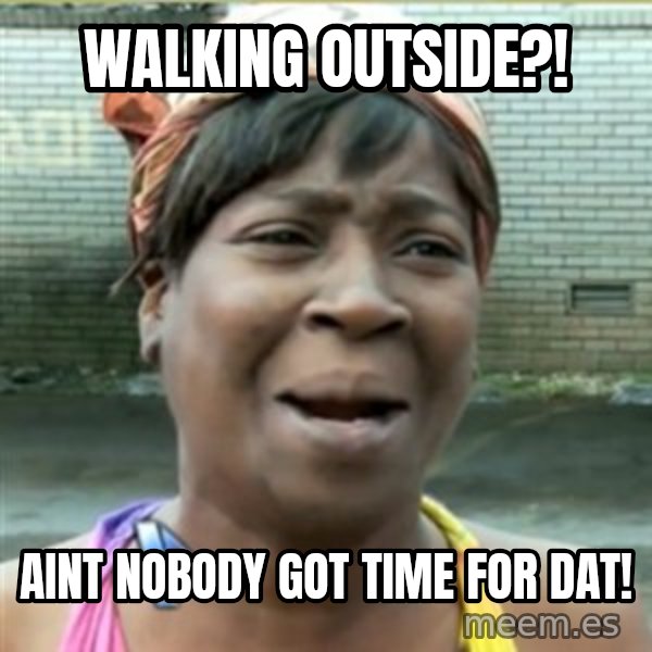 Ain't Nobody got time fo that meme: WALKING OUTSIDE?! / aint nobody got time for dat!