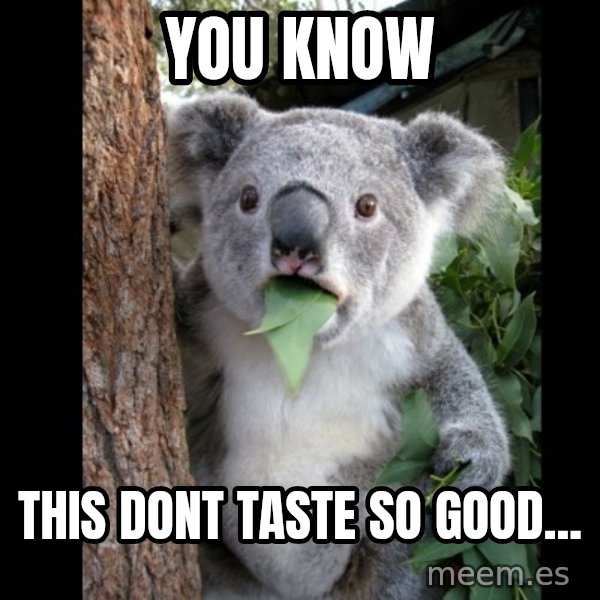 Koala can't believe it meme: You know / This dont taste so good...