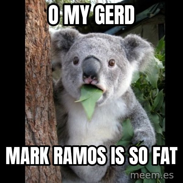 Koala can't believe it meme: o my gerd / mark ramos is so fat