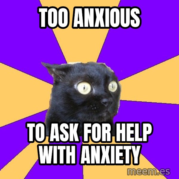 Anxiety Cat meme: too anxious / to ask for help with anxiety