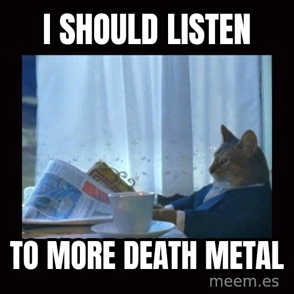 i should buy a boat cat meme: I Should listen / to more death metal