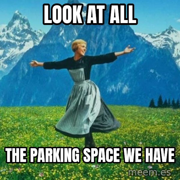 Look at All the Fucks I Give meme: look at all / THe parking space we have