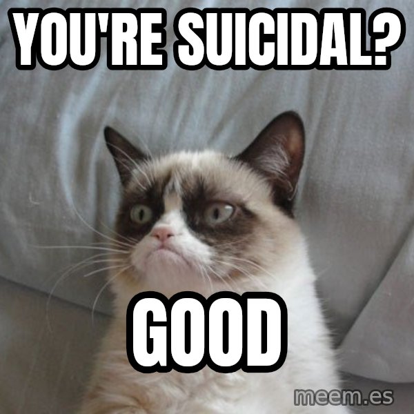 Grumpy cat good meme: You're suicidal? / good