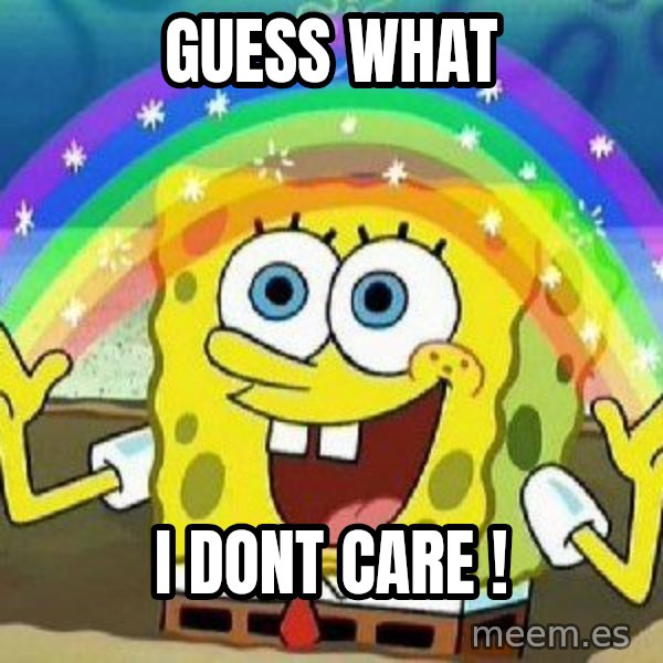 Imagination meme: guess what / i dont care !