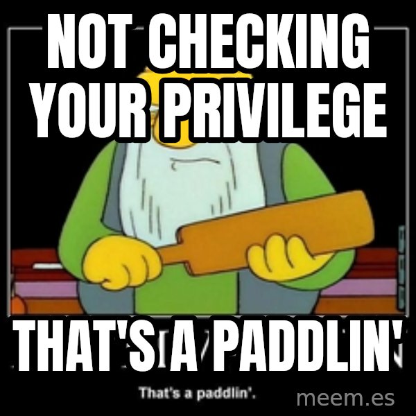 Thats a paddlin meme: Not checking your privilege / That's a paddlin'