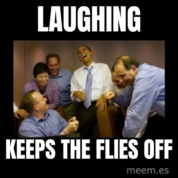 obama laughing  meme: laughing / keeps the flies off