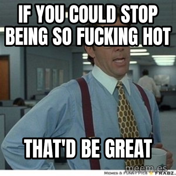 That would be great meme: if you could stop being so fucking hot / that'd be great