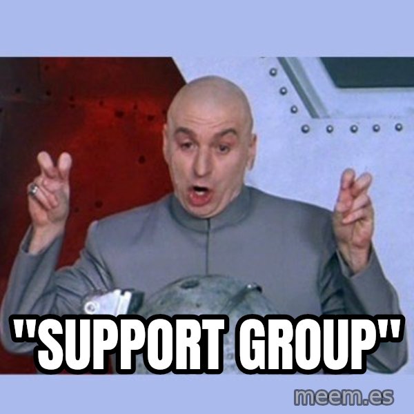 Dr Evil meme meme: "SUPPORT GROUP"