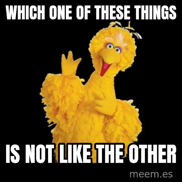 BIG BIRD meme meme: Which one of these things / is not like the other