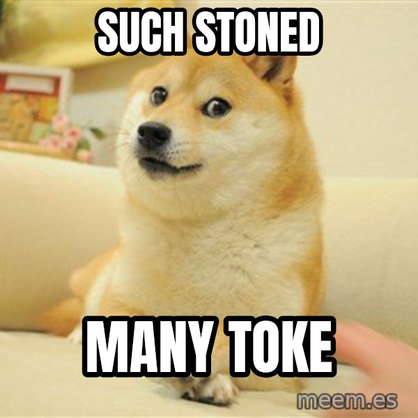 so doge meme: such stoned / many toke
