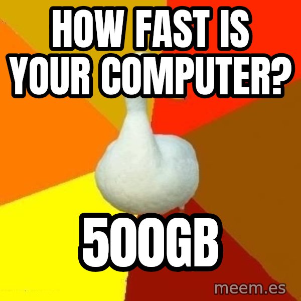 Technologically Impaired Duck meme: How fast is your computer? / 500gb