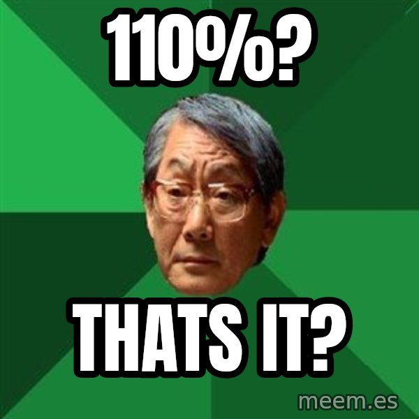 High Expectations Asian Father meme: 110%? / Thats it?