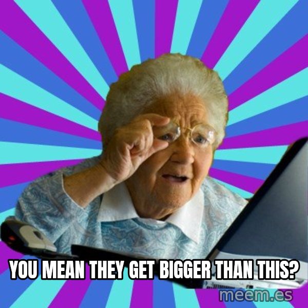 old lady meme: YOU MEAN THEY GET BIGGER THAN THIS?