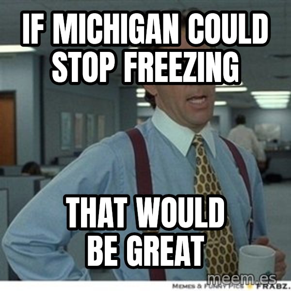 That would be great meme: if michigan could stop freezing / that would be great