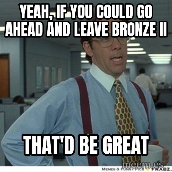 That would be great meme: Yeah, if you could go ahead and leave bronze ii / that'd be great