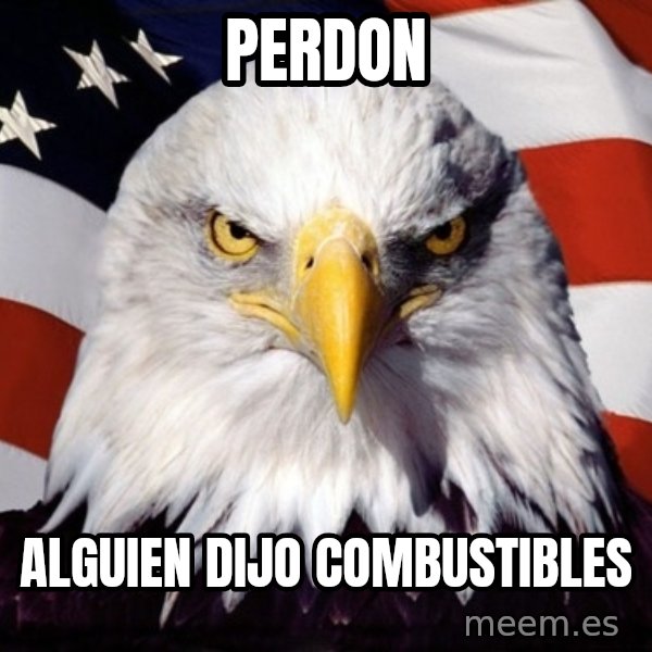 American Pride Eagle meme: perdon / alguien dijo combustibles